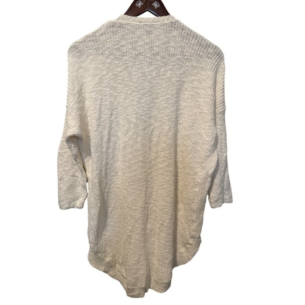 EXPRESS Cream Knit 3/4 Sleeve Sweater Women Sz M Layering Minimalist - Picture 4 of 7